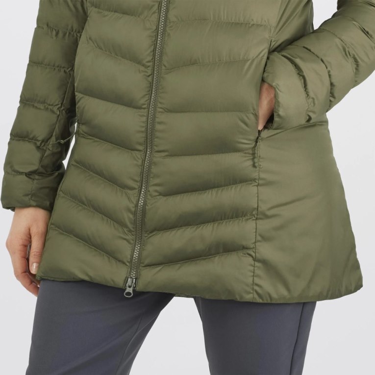 Olive Salomon Essential Xwarm Long Women's Insulated Jackets | PH 52879J